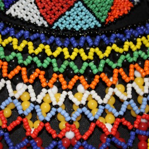 Modern design of the Zulu necklaces used today, some with the large plastic beads The technique is still the same as decades ago
